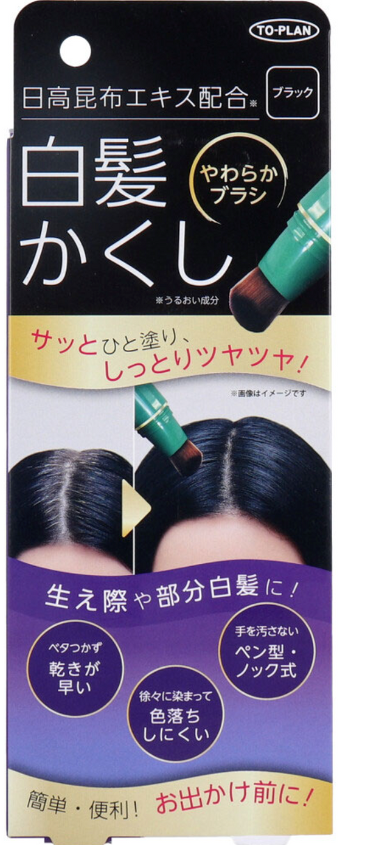 TO-PLAN Hidaka Konbu Point Haircolor | BLACK| 日高昆布 白髮快速補染筆 | 染髮筆 | 黑色
